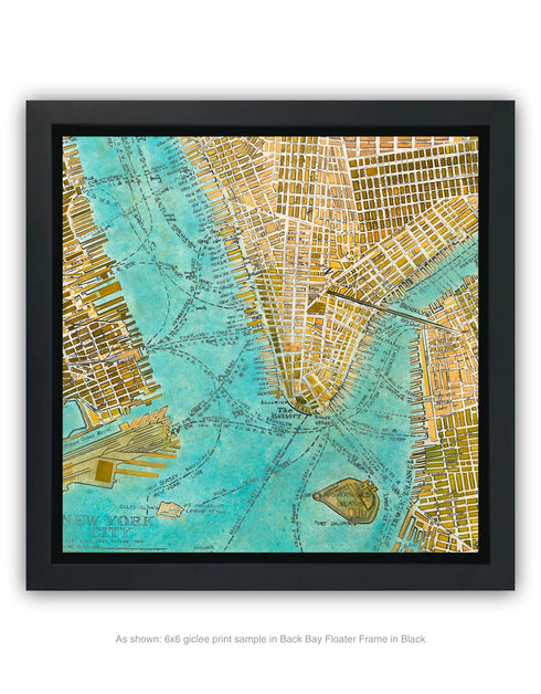 Manhattan Map | Framed Giclee Print on Canvas